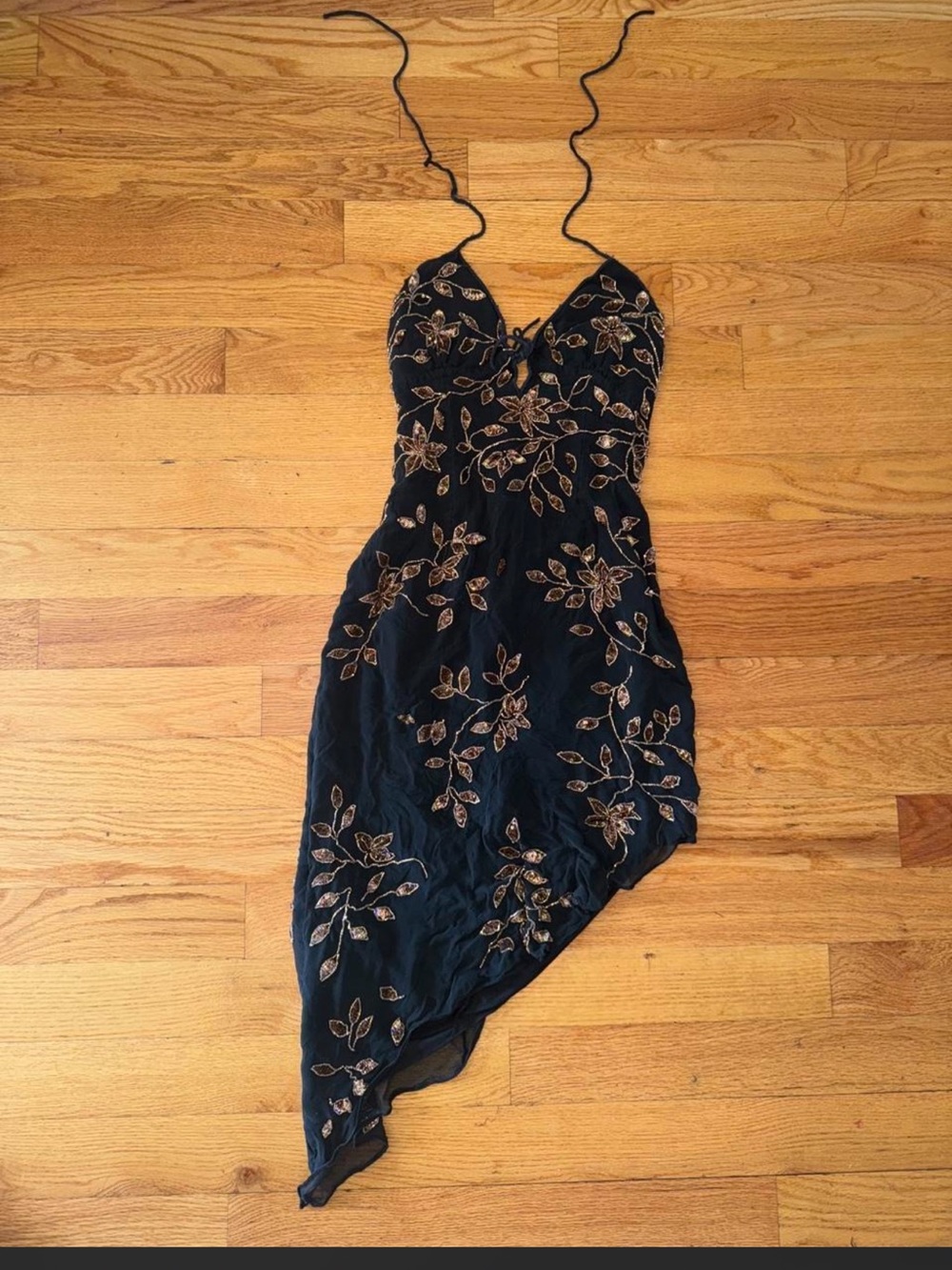 Vintage 100% silk asymmetrical cache beaded dress size medium